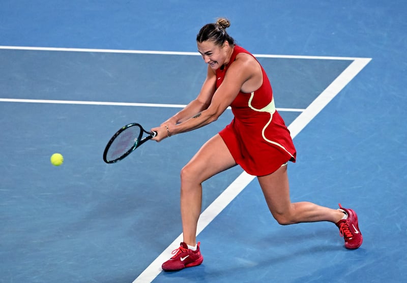 Belarusian Aryna Sabalenka in action on her way to a second major title. Reuters
