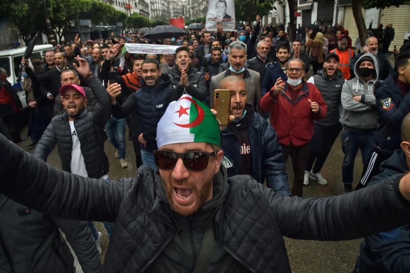 Protesters chant slogans during a demonstration in the Algerian capital Algiers. AFP