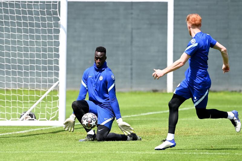 COBHAM, ENGLAND - MAY 27:  Edouard Mendy of Chelsea during a training session at Chelsea Training Ground on May 27, 2021 in Cobham, England. (Photo by Darren Walsh/Chelsea FC via Getty Images)