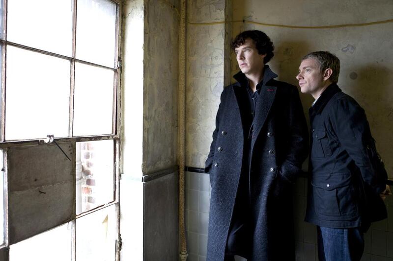 the BBC's successful TV series, starring Benedict Cumberbatch as Sherlock, left, and Martin Freeman as Watson, may end up on the silver screen. Colin Hutton / AP / PBS-Hartwood Films for the BBC