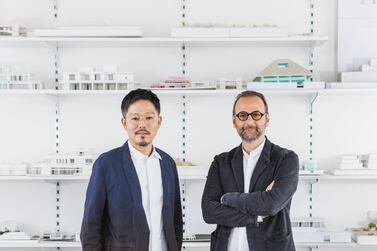 Wael Alawar and Kenichi Teramoto of ibda design, who have won the open call for the next UAE representation at the Venice Biennale for architecture. Image National Pavilion UAE - La Biennale di Venezia