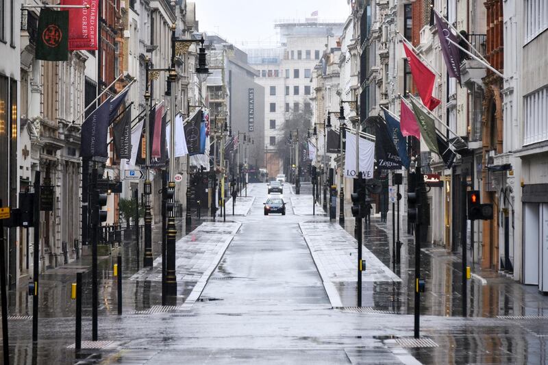 A very quiet Mayfair in London. AP Photo