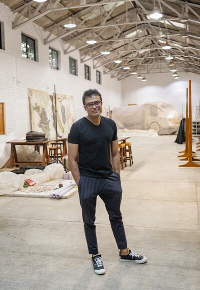 Indian artist Jitish Kallat in his studio. Photo: Ishara Art Foundation