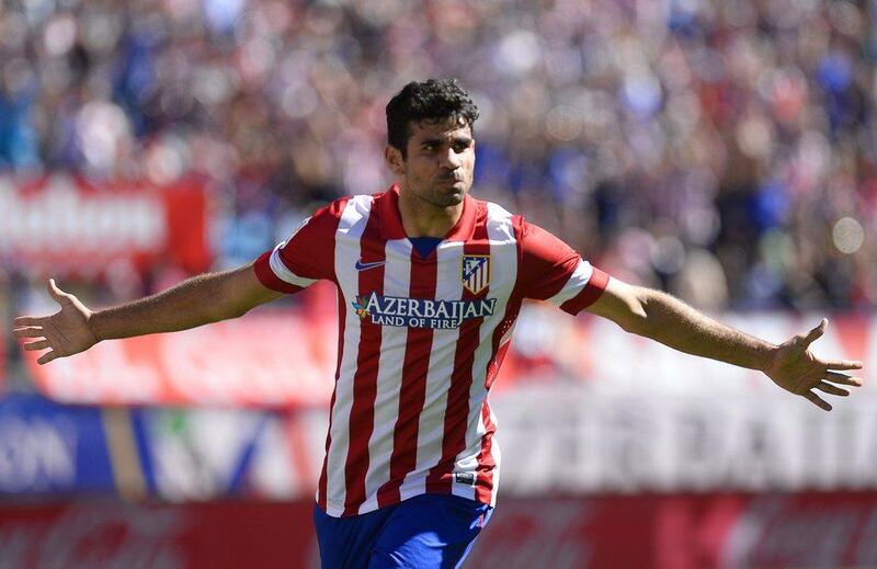 Diego Costa's pair of goals on Sunday gave him a Primer Liga-best 10 for the season, two better than Lionel Messi. Pierre-Philippe Marcou / AFP
