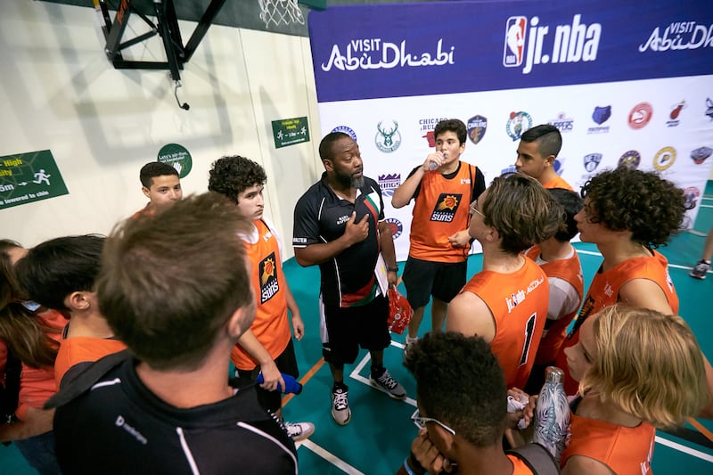 Local community volunteers, many of them parents and teachers, make Abu Dhabi's first Jr NBA league outfit tick. Walter Clarke, an English teacher at Raha International School, provides a motivational message.
