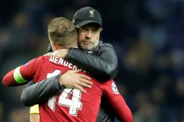 Liverpool manager Jurgen Klopp celebrates after his side beat Porto 4-1 away. Reuters