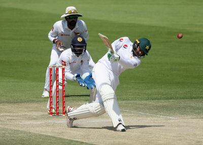 ABU DHABI, UNITED ARAB EMIRATES - OCTOBER 01:  Haris Sohail of Pakistan bats during Day Four of the First Test between Pakistan and Sri Lanka at Sheikh Zayed stadium on October 1, 2017 in Abu Dhabi, United Arab Emirates.  (Photo by Francois Nel/Getty Images)