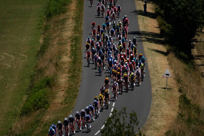 The peloton during Stage 15 of the Tour de France, a 202.5km ride from Rodez to Carcassonne. AP