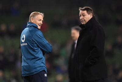 Rugby Union - Ireland v New Zealand - Aviva Stadium, Dublin, Ireland - November 17, 2018  New Zealand coach Steve Hansen and Ireland head coach Joe Schmidt before the match   REUTERS/Clodagh Kilcoyne