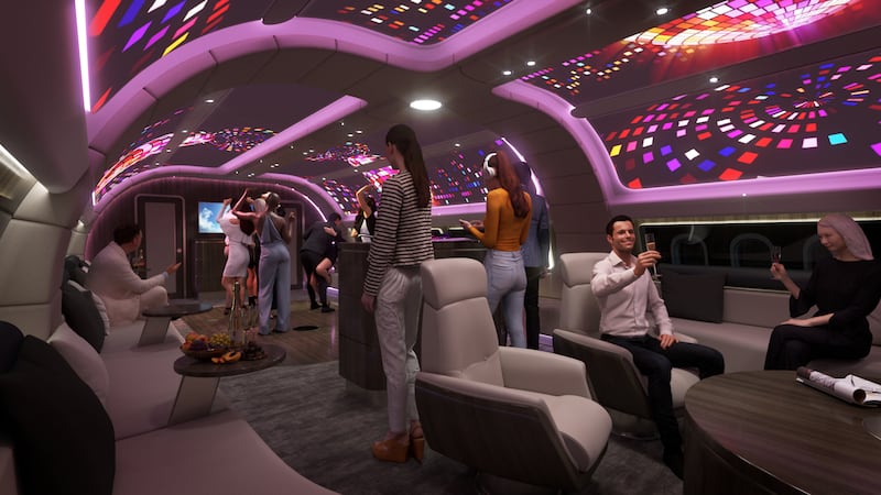 The customised design for the A330 'Explorer' includes a dance floor, luxurious bedrooms and a conference area.