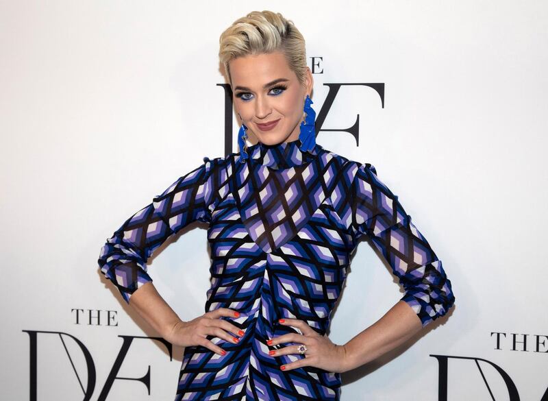 FILE - This April 11, 2019 file photo shows Katy Perry at the 10th annual DVF Awards at the Brooklyn Museum in New York. A jury has found that Perryâ€™s 2013 hit â€œDark Horse,â€ copied a 2009 Christian rap song. The nine-member federal jury in Los Angeles returned the unanimous verdict Monday, July 29, 2019. (Photo by Andy Kropa/Invision/AP, File)