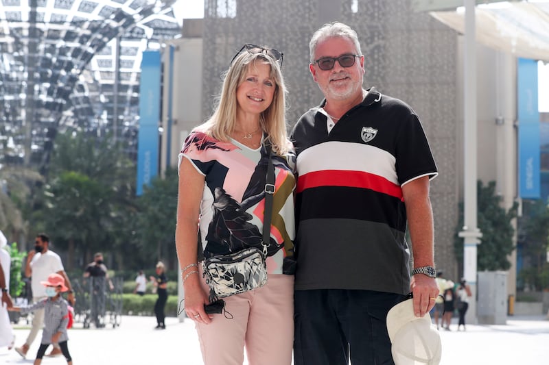 British couple Helene High, 52, a teacher, and Russell High, 55, a chartered accountant, drove from Abu Dhabi to visit the world's fair.