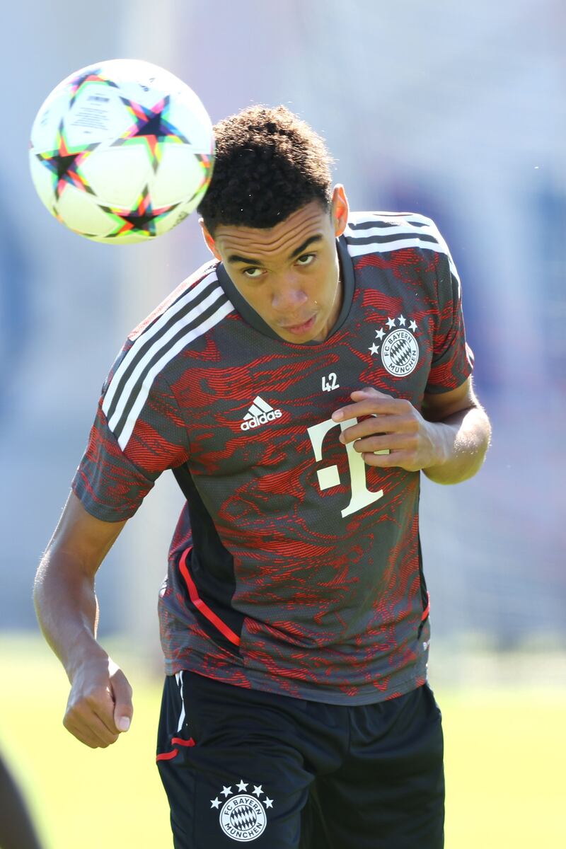 Bayern's Jamal Musiala during training. Getty