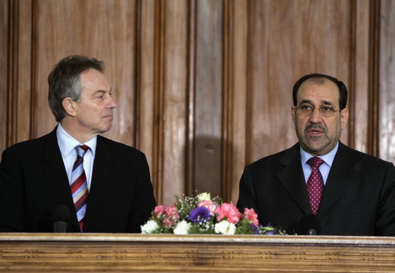 British prime minister Tony Blair and prime minister Nouri Al Maliki in Baghdad’s Green Zone in December 17, 2006.