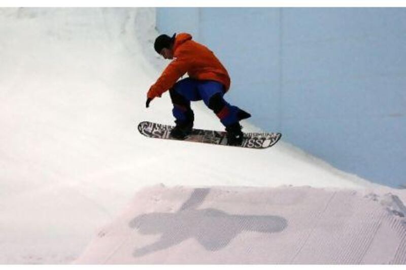 Danny Kass, who has bagged two Olympic medals and now owns a clothing brand, shows off his slope skills at Ski Dubai.
