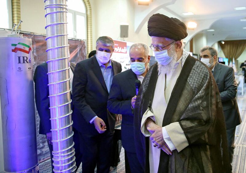 Iran's supreme leader Ayatollah Ali Khamenei visits centrifuges in Tehran. Reuters
