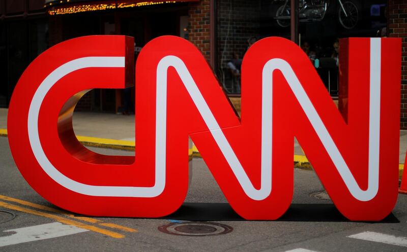 The CNN logo stands outside the venue of the second Democratic 2020 U.S. presidential candidates debate, in the Fox Theater in Detroit, Michigan, U.S., July 30, 2019.    REUTERS/Brian Snyder