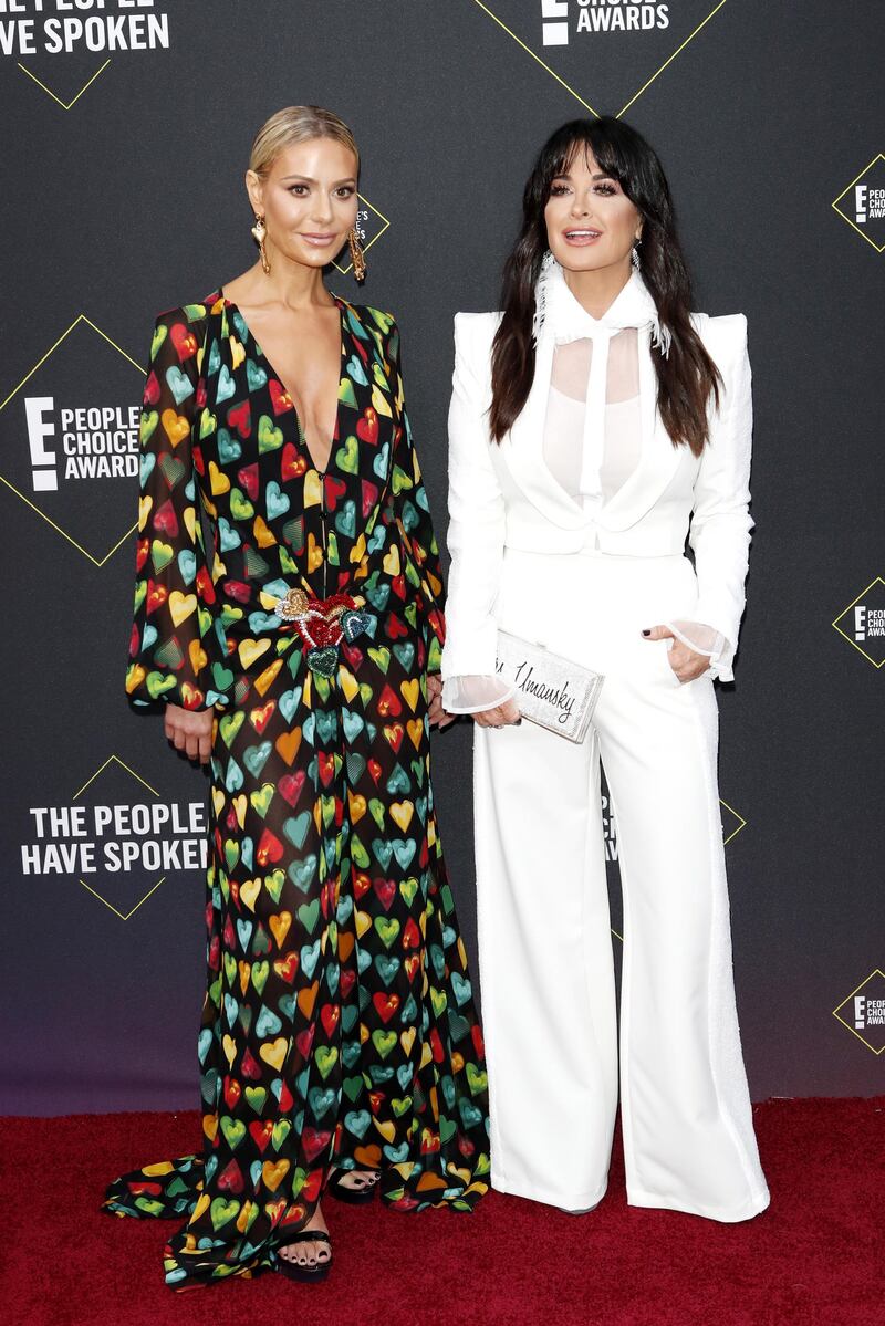 Dorit Kemsley in Versace and Kyle Richards in her own designs at the 2019 People's Choice Awards at the Barker Hangar in Santa Monica, California, USA, 10 November 2019. EPA