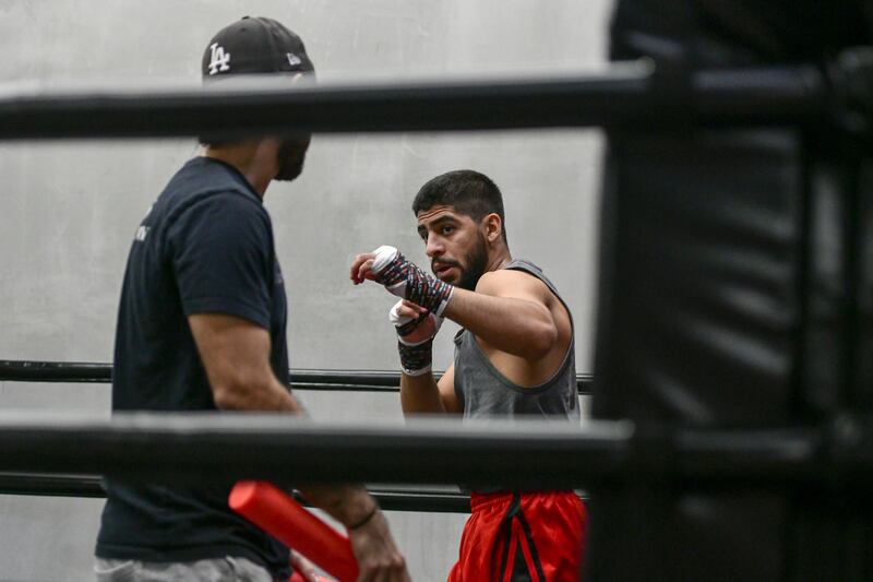 Emirati boxer Majid Al Naqbi trains at Kane's Boxing Academy in Abu Dhabi.