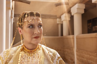 English opera star Sarah Connolly plays the title role in the Saudi Arabian grand opera Zarqa Al Yamama. Photo: Opera Hwadi