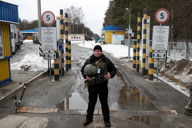 Ukraine's Senkivka checkpoint near the border with Belarus and Russia. Reuters