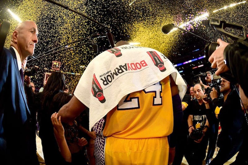 Bryant walks towards the tunnel after scoring 60 points against Utah Jazz at Staples Centre in Los Angeles. AFP