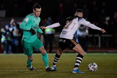 Gareth Bale scored Real Madrid's first goal in the Copa del Rey win over Unionistas. AFP