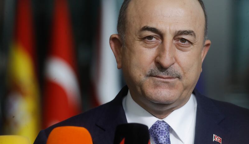 Turkish Foreign Minister Mevlut Cavusoglu on April 6. EPA