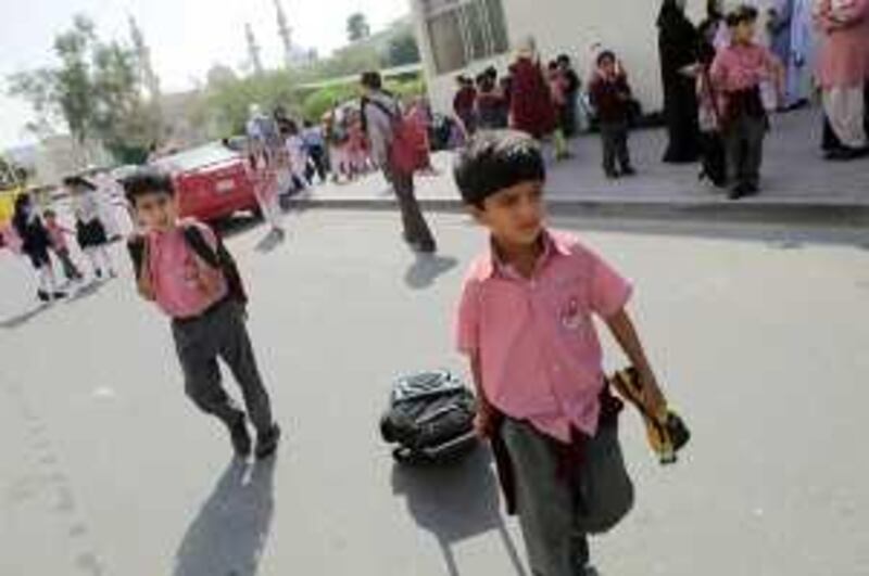 Dubai, UAE - February 15, 2010 - Students leaving school at Pakistan Academic Academy. (Nicole Hill / The National)
