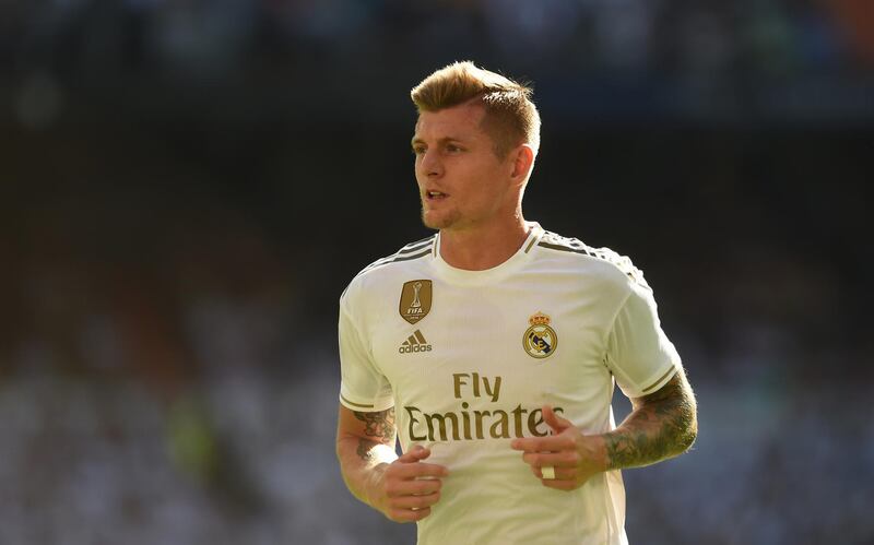 MADRID, SPAIN - OCTOBER 05: Toni Kroos of Real Madrid CF looks on during the Liga match between Real Madrid CF and Granada CF at Estadio Santiago Bernabeu on October 05, 2019 in Madrid, Spain. (Photo by Denis Doyle/Getty Images)