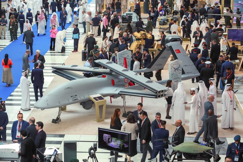 The UAE's Ministry of Defence signed deals worth nearly Dh1 billion on the opening day of the conference. Victor Besa / The National