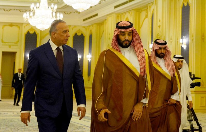 Saudi Crown Prince Mohammed bin Salman meets Iraqi Prime Minister Mustafa Al Kadhimi, in Jeddah. Reuters