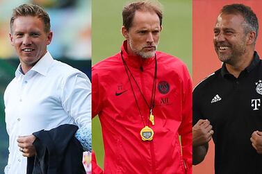 German managers Julian Nagelsmann, Thomas Tuchel and Hansi Flick.
