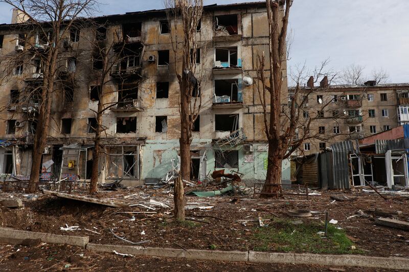Residential buildings heavily damaged by Russian military strikes in the town of Avdiivka in Donetsk region, Ukraine. Reuters