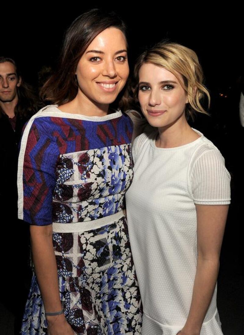 Actresses Aubrey Plaza, left, and Emma Roberts pose at the after party for the premiere of Palo Alto. Kevin Winter / Getty Images / AFP