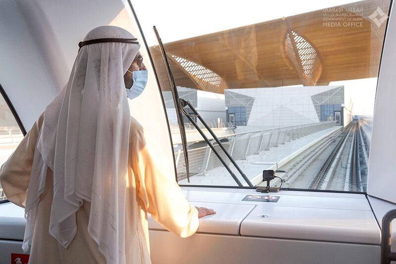 Mohammed bin Rashid launches the official operation of the 2020 metro route. With a length of 15 km, and a total of seven stations, at a cost of 11 billion dirhams, it will be opened to the public next September. Shaikh Mohammed bin Rashid twitter account