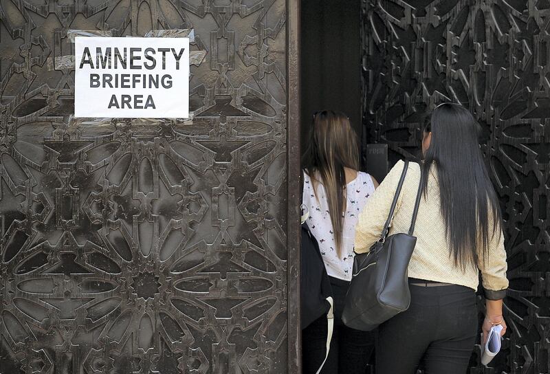 Dubai, August, 05, 2018: Amnesty seeker walks into the briefing  area at the  Phillipines Consulate in Dubai. Satish Kumar for the National/ Story by Nick Webster