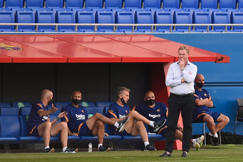 New manager Ronald Koeman looks on during the friendly. AFP