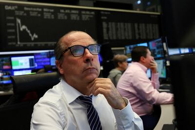 A broker at the stock exchange in Frankfurt. Reuters