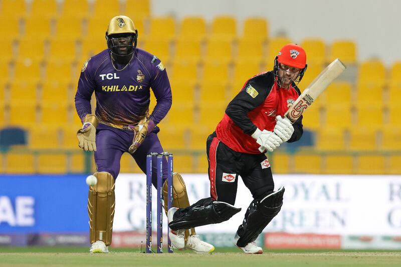 Colin Munro of Desert Vipers bats during the match against Abu Dhabi Knight Riders. ILT20 / CREIMAS