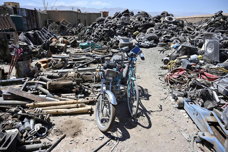 Various items at a junkyard near the Bagram Air Base. AFP