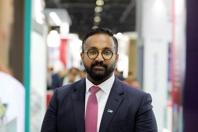 Ashish Koshy, chief executive of G42 Healthcare at Arab Health on Monday. Chris Whiteoak / The National