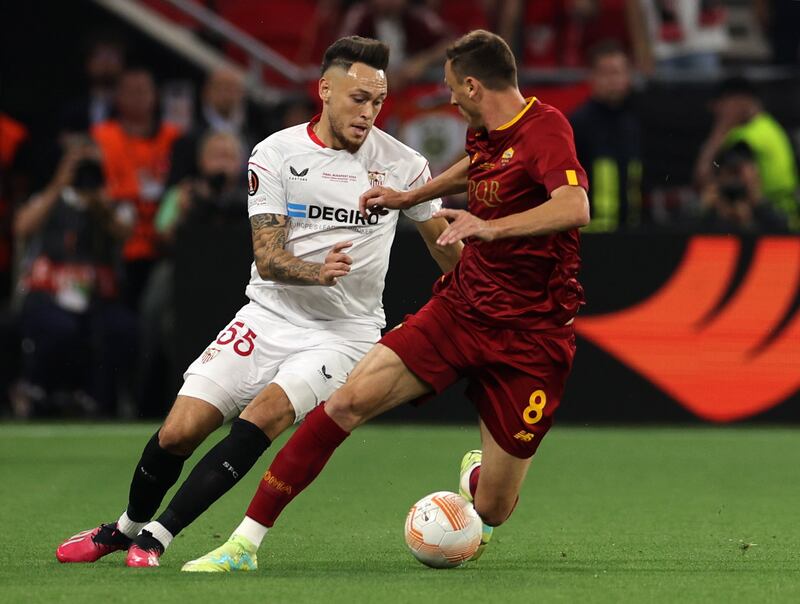 Lucas Ocampos - 6. Struggled to get involved in the first half but improved in the second half as Sevilla piled on the pressure. Thought he had won a penalty for Sevilla after what looked like a trip from Mancini but VAR ruled that he dived. EPA