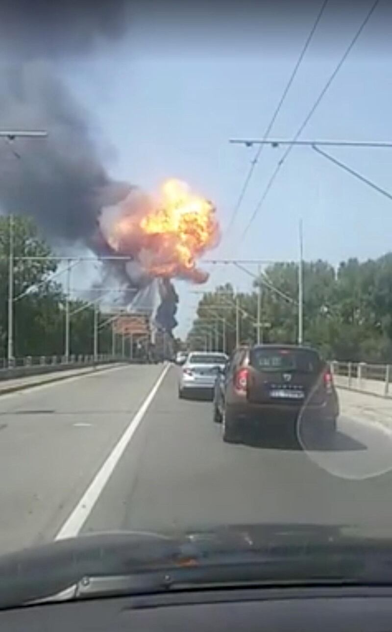 An explosion is seen at Borgo Panigale, on the outskirts of Bologna, Italy August 6, 2018, in this picture obtained from social media. Daniele Giovanardi/via REUTERS THIS IMAGE HAS BEEN SUPPLIED BY A THIRD PARTY. MANDATORY CREDIT. NO RESALES. NO ARCHIVES.