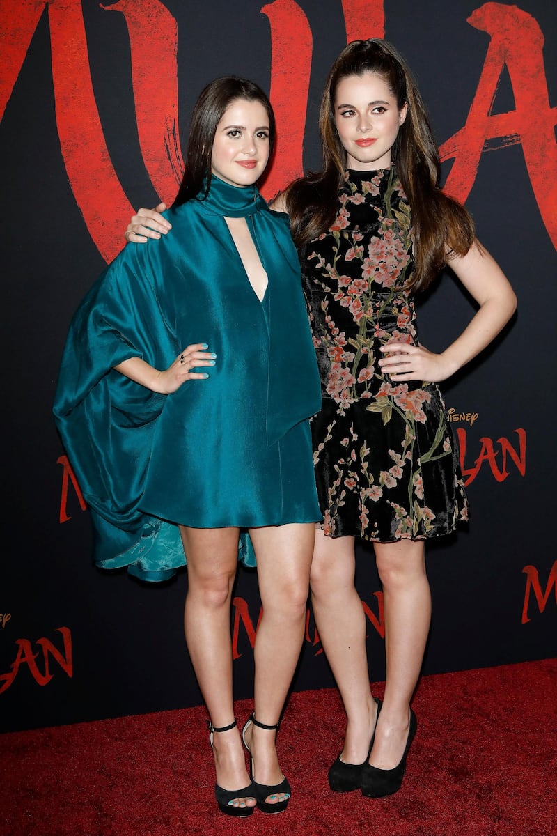 Laura Marano and Vanessa Marano at the world premiere of Disney's 'Mulan' at the Dolby Theatre in Hollywood on March 9, 2020. EPA
