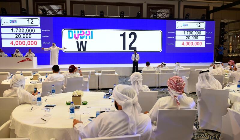 The W12 licence is sold for Dh4 million at an RTA auction on Saturday. Courtesy RTA