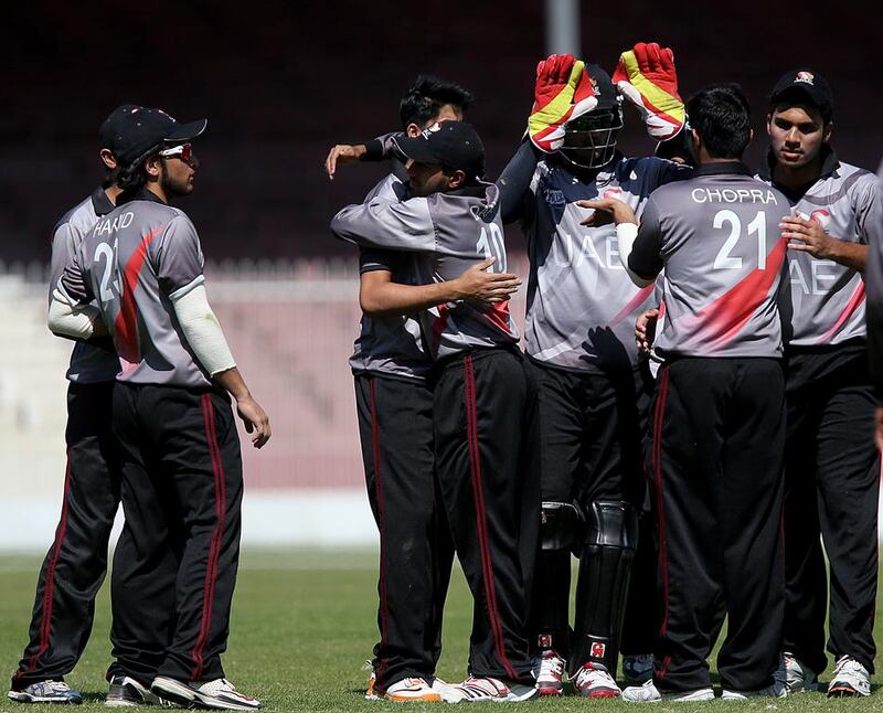 The UAE cricket team clinched their first win in the ICC Under 19 World Cup. Satish Kumar / The National