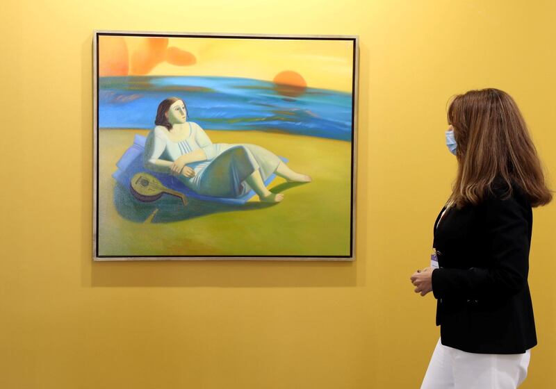 Dubai, United Arab Emirates - Reporter: Alexandra Chaves. Arts and Lifestyle. Kristin Hjellegjerde Gallery booth. Art Dubai 2021 opens at the DIFC. Tuesday, March 30th, 2021. Dubai. Chris Whiteoak / The National