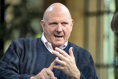 Steve Ballmer, owner of the Los Angeles Clippers and former chief executive officer of Microsoft Corp., speaks during a Bloomberg Studio 1.0 television interview at Stanford University in Stanford, California, U.S., on Wednesday, Oct. 26, 2016. Ballmer added $878 million to his net worth after Microsoft Corp. reported first-quarter sales and earnings that topped analysts' estimates, buoyed by growing demand for cloud-based software and services. Photographer: David Paul Morris/Bloomberg