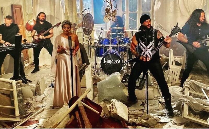 Lebanese metal band Kimaera team up with singer Cheryl Khayrallah. (third from left) for a rousing cover of Majida El Roumi's 'Beirut, Set El Donya. Instagram